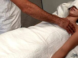 Can The Pervert Masseur Resist Touching Her Perfect Pussy?