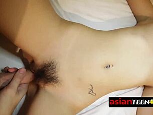 That Kinky Asian Teen 18+ Is Riding a Big Cock Outdoors with Her Tits Bouncing