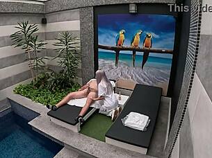 Room service girl arrives