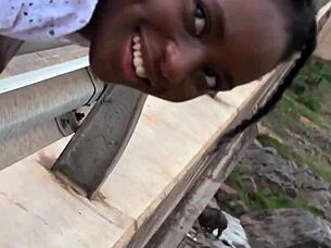 big tits african hottie gets railed by her white boyfriend at the pool pov, i watch