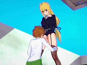 Ryouko Mikado and Tearju Lunatique with Rito Yuki in To Love Ru hentai.