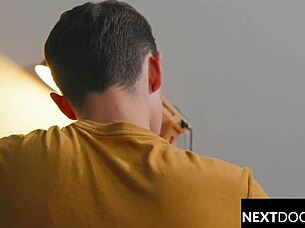 tatted muscle guy dominates his college twink roommate in intense session