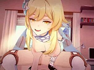 in genshin impact, she rides cowgirl and squirts everywhere