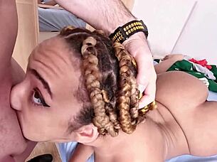 Ebony Luna Black spots me on the street and takes me home for rough blowjob and ass fucking.