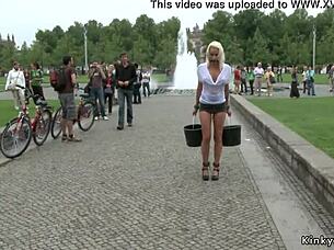 Why is that busty blonde in a wet shirt in public?