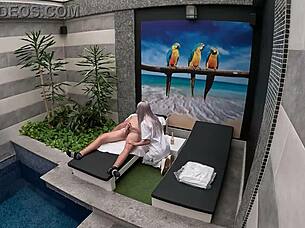 Room service girl arrives