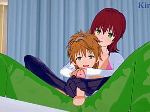 Ryouko Mikado and Tearju Lunatique with Rito Yuki in To Love Ru hentai.