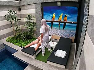 Room service girl arrives