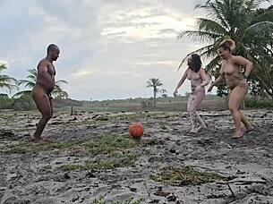 Bored with soccer, they opt for outdoor gay fucking