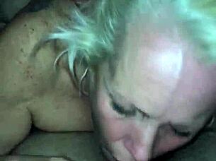 Slutty wife gives sexy blowjob.