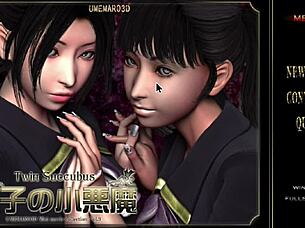 No joke, these hot twin succubi in episode 16 are begging for cumshots!