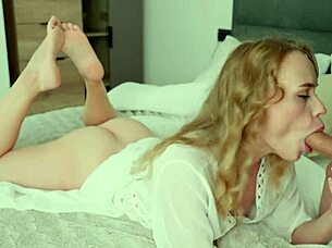 stepmother can't resist stepson's cock, even licking her own pussy 😏 - marimoore