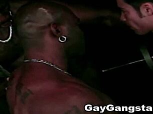 Interracial gay group sex happens in the gym with young ebony guys