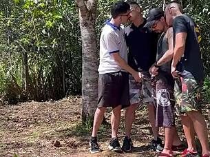Brazilian Soccer Friends Orgy in Woods