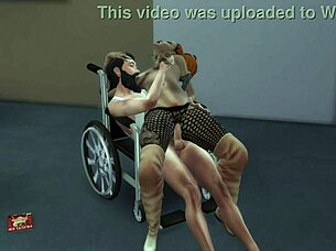 the invalid says, 'i want sex,' and the tattooed girl gives it to him.