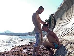 Strangers fuck wildly by the sea!