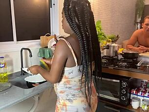 A quick moment in the kitchen with the beautiful pregnant Bruna Black.