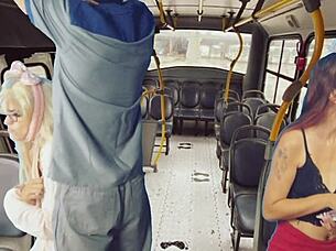 Worker Pulls Out Dick And Jerks Off To Women On Public Bus