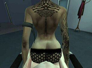 the invalid says, 'i want sex,' and the tattooed girl gives it to him.