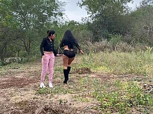 The thrill of outdoor fucking in the garden with a hot busty girl begging for dick