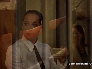 Blonde Lesbian Slave In Handcuffs Gets Fingered By Dominant Mistress