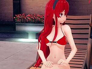 Roxy fucks with Eris close on pool in Mushoku Tensei