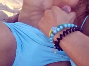 african couple blowjob on beach and fuck in shower