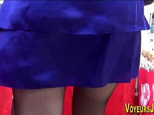 asian babe in pantyhose walks outdoors