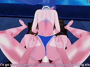 Roxy fucks with Eris close on pool in Mushoku Tensei