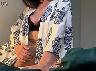 Stepmother was CAUGHT by her STEPSON in her BEDROOM while she CUMMING