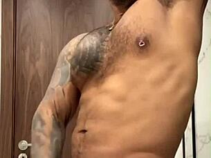 Viktor Rom Playing with His BBC Big Muscle Latino Man Gay