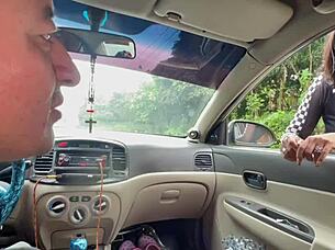 The thrill of outdoor fucking in the garden with a hot busty girl begging for dick