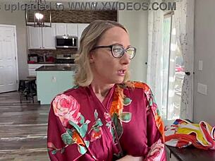 Stepmom caught while enjoying a skinny dip.