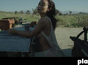 Perfect Brunette Alexandra Tyler Poses Outdoor Exposing Big Tits