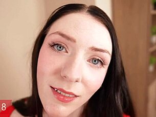 Fit18 casting Celestina Blooms, the blue-eyed Snow White beauty in a fire red bodysuit