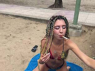 Katty West Gets Anal on the Beach After Magic Cigarette!