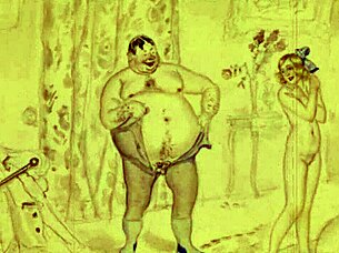 Vintage Erotic Drawings of Anime Cartoon Characters in Retro Antique Style