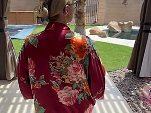 Stepmom caught while enjoying a skinny dip.