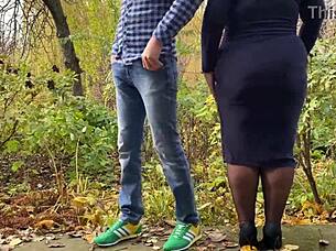 Curvy mother-in-law puts on stockings for me, showing her wet pussy