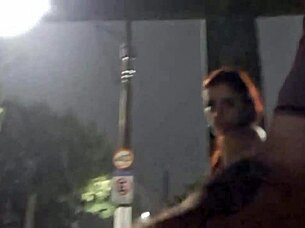 Risky Public Masturbation For Hot Redhead At Bus Stop?