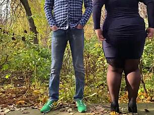 Curvy mother-in-law puts on stockings for me, showing her wet pussy