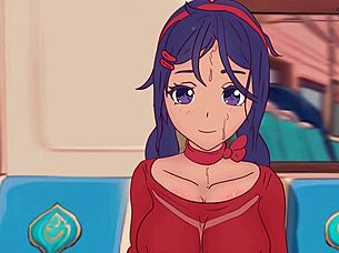 Mita Gets Fucked in Subway Hentai Parody