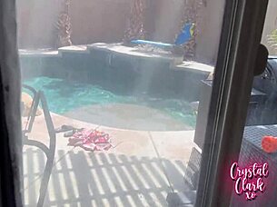 Stepmom caught while enjoying a skinny dip.