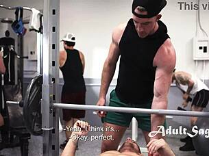 Gay gym jocks Roman, Todd, and Nick getting blowjobs and bareback action! 💪😏