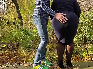 Curvy mother-in-law puts on stockings for me, showing her wet pussy