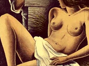 Vintage Erotic Drawings of Anime Cartoon Characters in Retro Antique Style