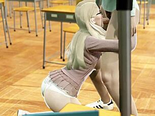 young girl with cursed bra gets fucked in hentai uni 3d animation 😏