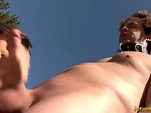 teen provides intense handjob to mature man's cock