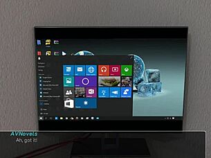 Master interacts with maid in casual anime cartoon setting