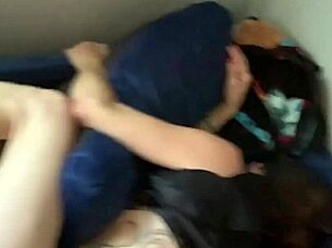 Neighbor gets ass fucked all holes filled with cum